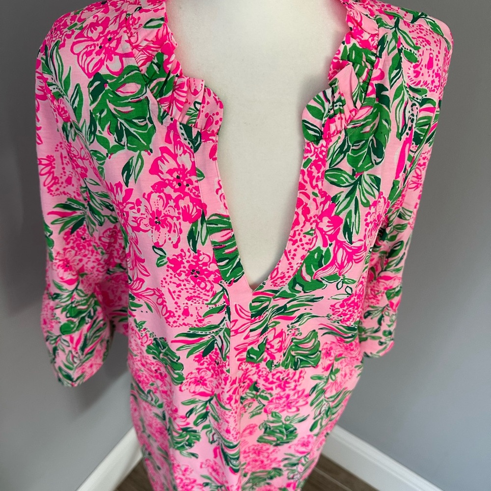 Lilly Pulitzer Pink & Green Floral Shift Dress - Picture 4 of 10